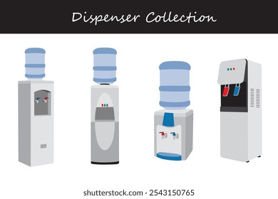 dispenser collection in different poses. Vector illustration.