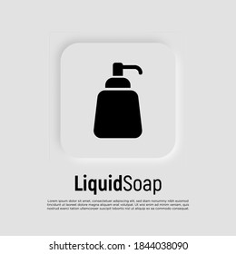 Dispenser for gel or foam soap flat icon. Bottle with pump. Modern vector illustration of bathroom equipment. 