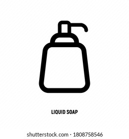 Dispensador para gel o espuma de jabón delgado icono de línea delgada. Botella con bomba. Ilustración vectorial moderna de los equipos de baño. 