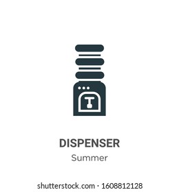 Dispenser glyph icon vector on white background. Flat vector dispenser icon symbol sign from modern summer collection for mobile concept and web apps design.