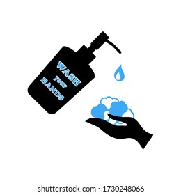 Pictograma vectorial, concepto de lavado de manos; iconos negros sobre fondo blanco