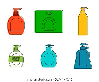 Dispenser icon set. Color outline set of dispenser vector icons for web design isolated on white background