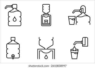 Dispenser icon set. Dispenser linear symbol, vector illustration on white background