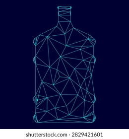 Dispenser large bottles low poly triangulation triangulated polygonal electric cyan blue vibrant aqua neon color vector illustration image outline contour line style