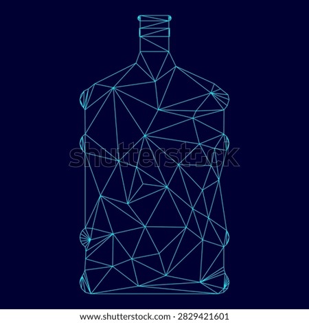 Dispenser large bottles low poly triangulation triangulated polygonal electric cyan blue vibrant aqua neon color vector illustration image outline contour line style