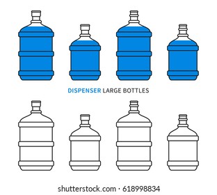 Big plastic bottle of potable water, barrel with handle, vector
