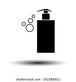Dispenser Of Liquid Soap Icon. Black on White Background With Shadow. Vector Illustration.
