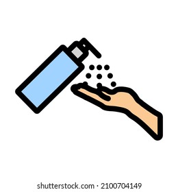 Dispenser Of Liquid Soap Icon. Editable Bold Outline With Color Fill Design. Vector Illustration.