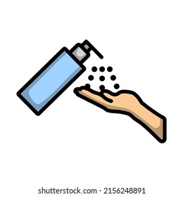 Dispensador De Icono De Jabón Líquido. Contorno de negrita editable con diseño de relleno de color. Ilustración vectorial.