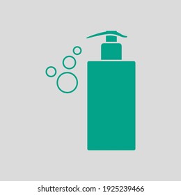 Dispenser Of Liquid Soap Icon. Green on Gray Background. Vector Illustration.