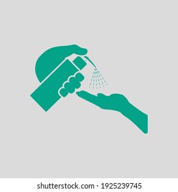 Dispenser Of Liquid Soap Icon. Green on Gray Background. Vector Illustration.