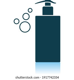 Dispensador De Icono De Jabón Líquido. Diseño de reflexión de sombra. Ilustración vectorial.