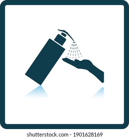 Dispensador De Icono De Jabón Líquido. Diseño de reflexión de sombra cuadrada. Ilustración vectorial.