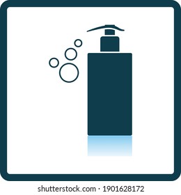 Dispenser Of Liquid Soap Icon. Square Shadow Reflection Design. Vector Illustration.