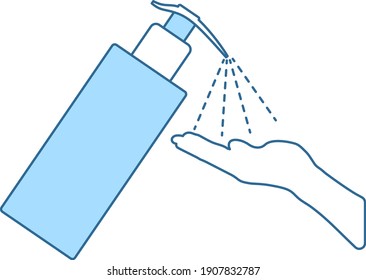 Dispenser Of Liquid Soap Icon. Thin Line With Blue Fill Design. Vector Illustration.