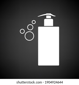 Dispenser Of Liquid Soap Icon. White on Black Background. Vector Illustration.