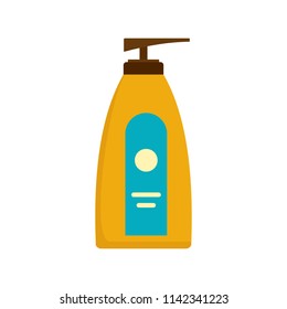 Dispenser lotion sun icon. Flat illustration of dispenser lotion sun vector icon for web isolated on white
