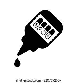 Dispenser medicine drop tube icon | Black Vector illustration |