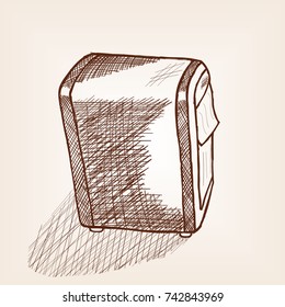 dispenser for napkins with press. Sketch style vector illustration. Old engraving imitation. Hand drawn sketch imitation