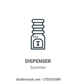 Dispenser outline vector icon. Thin line black dispenser icon, flat vector simple element illustration from editable summer concept isolated stroke on white background