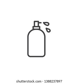 Dispenser pump bottle line icon. linear style sign for mobile concept and web design. Gel, foam or liquid soap outline vector icon. Symbol, logo illustration. Pixel perfect vector graphics