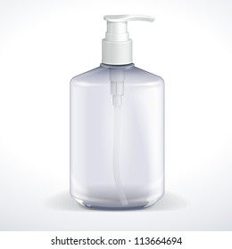 Dispenser Pump Cosmetic Or Hygiene Grayscale, Glass Bottle Of Gel, Liquid Soap, Lotion, Cream, Shampoo. Vector EPS10