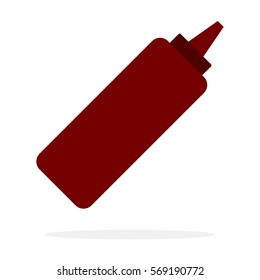 Dispenser with a spicy tomato sauce vector flat material design isolated on white
