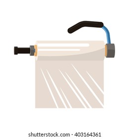 Dispenser for stretch film and packaging film roll. Icon. Flat vector illustration 