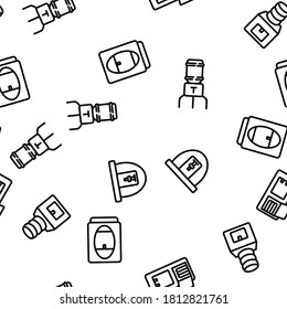Dispenser Water Tool Vector Seamless Pattern Thin Line Illustration