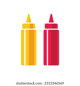 Dispensers for ketchup and mayonnaise, ketchup and mayonnaise vector illustration