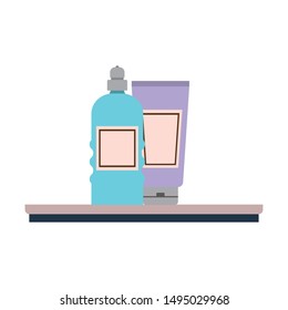 dispensing bottle on shelf with white background