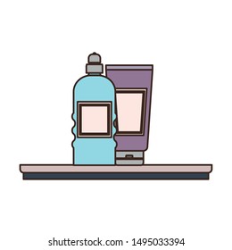 dispensing bottle on shelf with white background