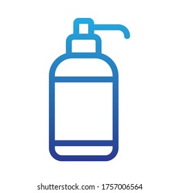 dispensing bottle, soft liquid soap bottle , liquid soap , degraded line style icon vector illustration design