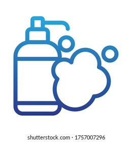 dispensing bottle, soft liquid soap bottle , liquid soap , degraded line style icon vector illustration design
