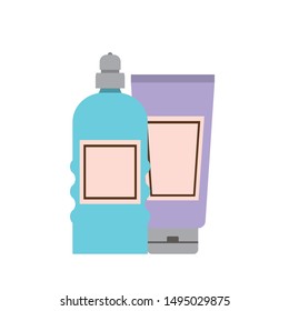 dispensing bottles on white background
