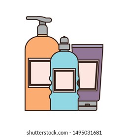 dispensing bottles on white background