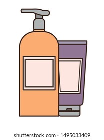 dispensing bottles on white background
