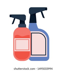 dispensing bottles on white background