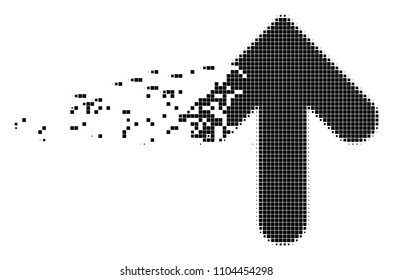 Dispersed arrow direction dotted vector icon with disintegration effect. Rectangular particles are organized into dispersed arrow direction figure.