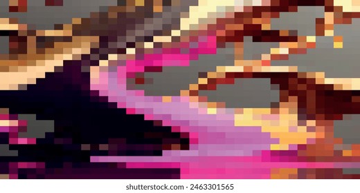 Dispersed background. Disintegration pixel effect illustration. Vector rectangle elements. Disappear transform rectangle texture. Dissolved filled square. Vector graphic.