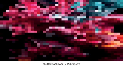 Dispersed background. Disintegration pixel effect illustration. Vector rectangle elements. Disappear transform rectangle texture. Dissolved filled square. Vector graphic.