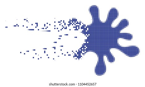 Dispersed blot dot vector icon with disintegration effect. Rectangular items are combined into dispersed blot figure. Pixel dispersing effect shows speed and movement of cyberspace objects.