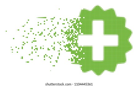 Dispersed create dot vector icon with disintegration effect. Rectangle pixels are organized into dissipated create shape. Pixel disintegrating effect shows speed and movement of cyberspace objects.