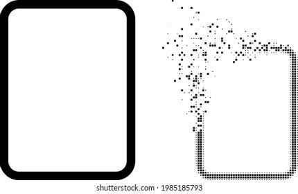 Dispersionierte Punkt leere Seite Vektorsymbol mit Wind-Effekt und Original-Vektorbild. Pixel-Dissipation-Effekt für leere Seite zeigt Geschwindigkeit und Bewegung von Cyberspace-Elementen.