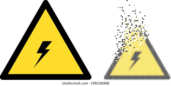 Icono de vector de aviso de ataque eléctrico con puntas dispersas con efecto de destrucción e imagen vectorial original.