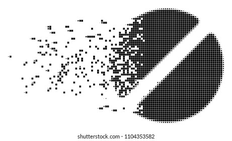 Dispersed pharmacy tablet dot vector icon with disintegration effect. Square fragments are organized into dissolving pharmacy tablet figure.