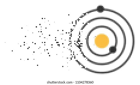Dispersed Solar System dotted vector icon with disintegration effect. Rectangular pixels are grouped into dispersed Solar System shape.