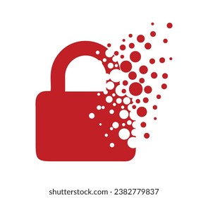 Dispersing lock icon. Vector Illustrator.