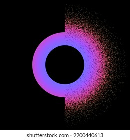 Zerstreuung geometrischer Formen. Vektorgrafik einer geometrischen Figur mit Dispersion auf einer Seite. Skizze für Kreativität.