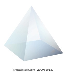 Dispersion light prism. Glass triangular pyramid for optical light dispersion effect. Refraction of the white light into the colorful visible spectrum. Physics illustration